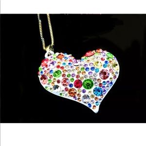 Colorful white Heart Necklace